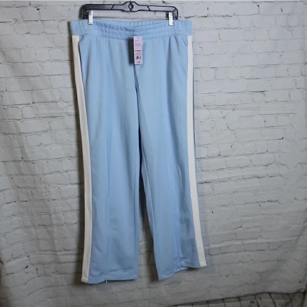 Wild Fable Blue Striped Track Pants – Women’s Medium Zip Hem Comfy Waist NEW